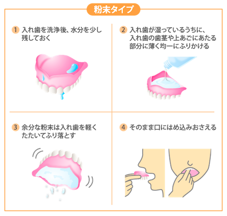 粉末タイプの義歯安定剤の使い方