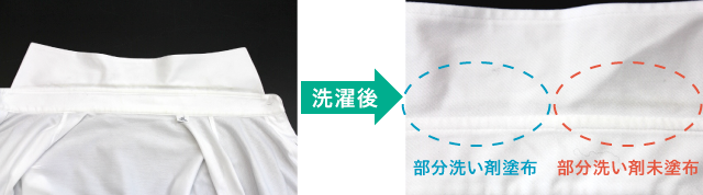 エリ部分が汚れたワイシャツ洗濯後のエリ部分の汚れ落ちの比較